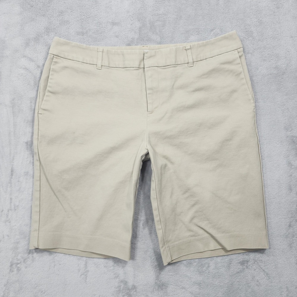 Liz Claiborne Shorts Womens 12 Beige Emma Bermuda Twill Stretch Casual Preppy